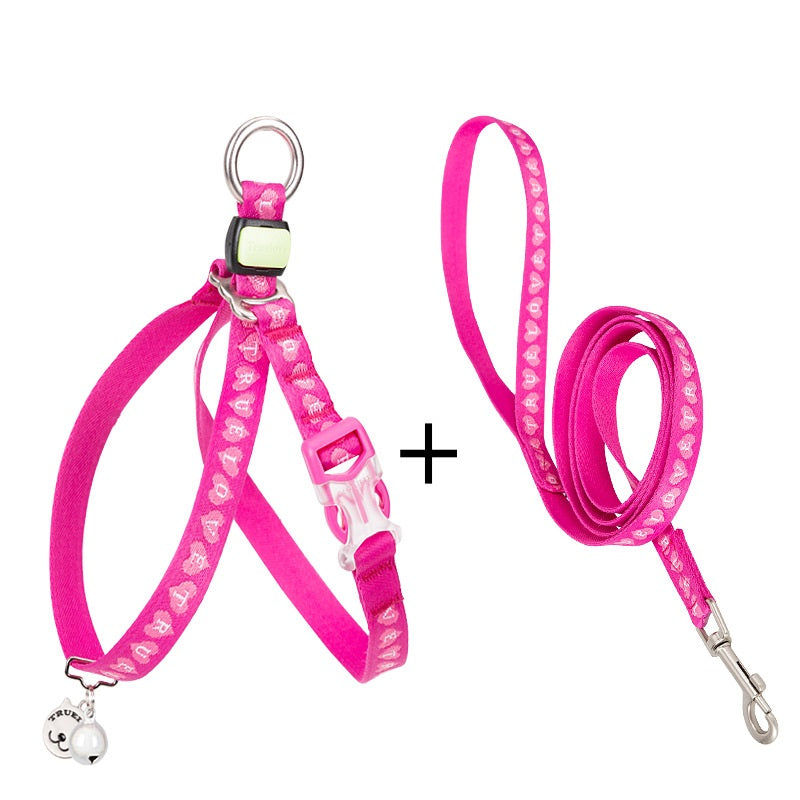 Bell Chest Strap Pet Harness Vest Leash Set