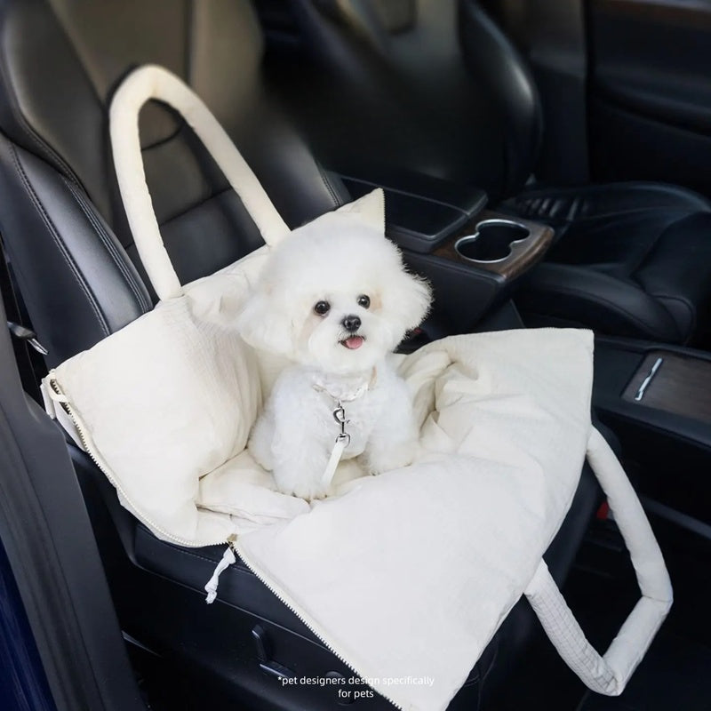 Pet Portable Car Seat Carrier Safety Leash Travel Console Bag