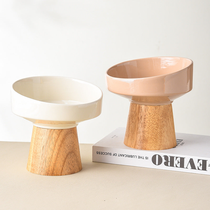 Elevated Ceramic Feeding Water Bowl Pet Dining Dish