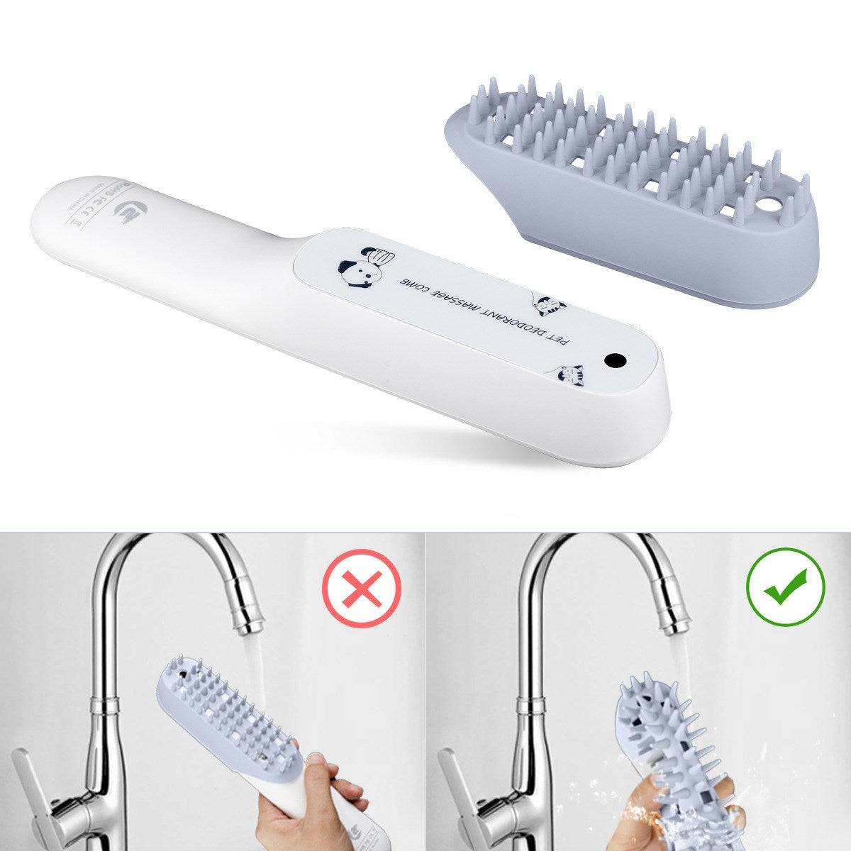 Silicone Massage Grooming Deodorizing Cleaning Pet Brush