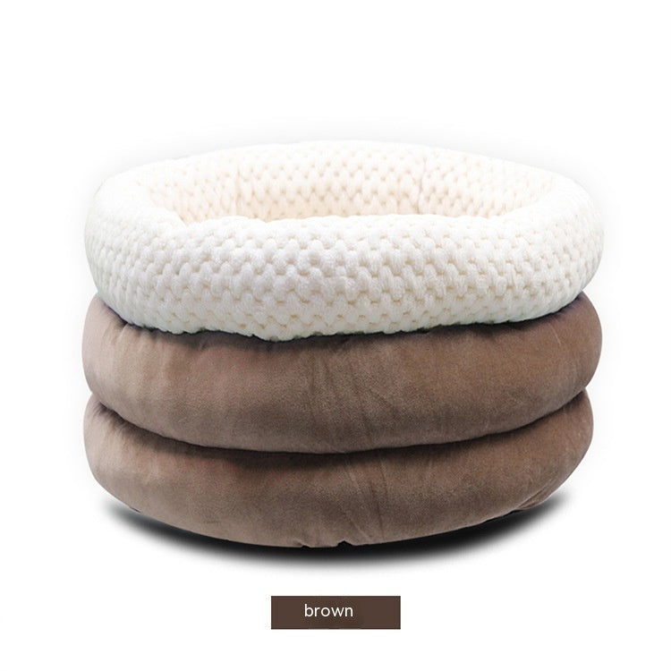 Semi-Closed Round Velvet Deep Sleep Cozy Pet Bed