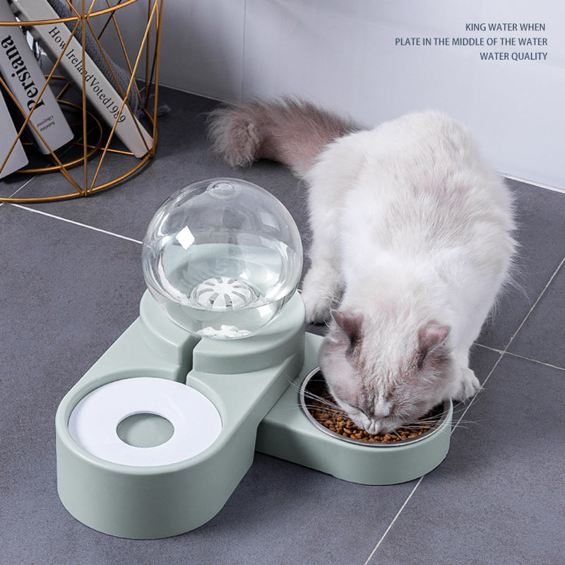 Automatic Pet Feeder Bowl With Water Fountain 1.8L Capacity