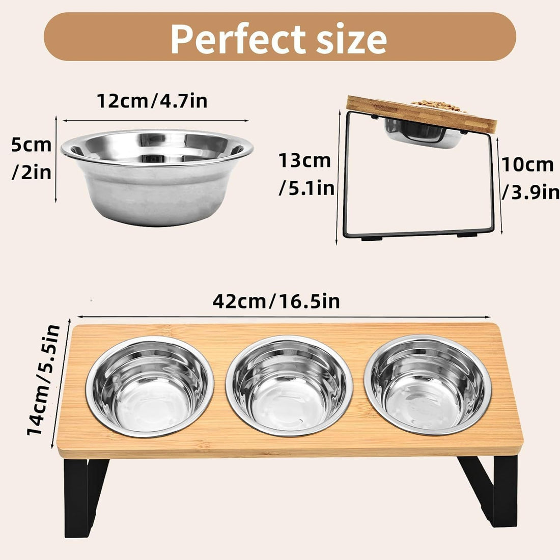 Log Style Iron Wood Pet Feeding Rack With Bowl Stand