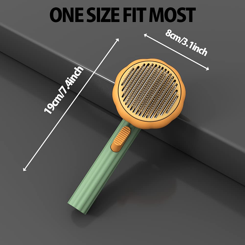 Pumpkin Design Self Cleaning Slicker Grooming Pet Brush