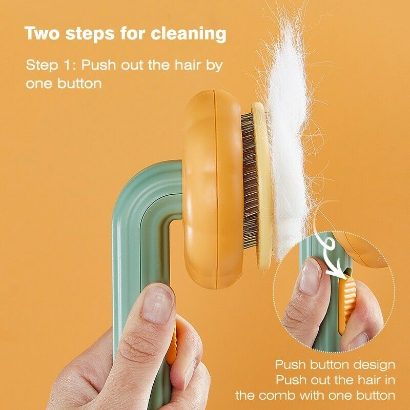 Pumpkin Design Self Cleaning Slicker Grooming Pet Brush