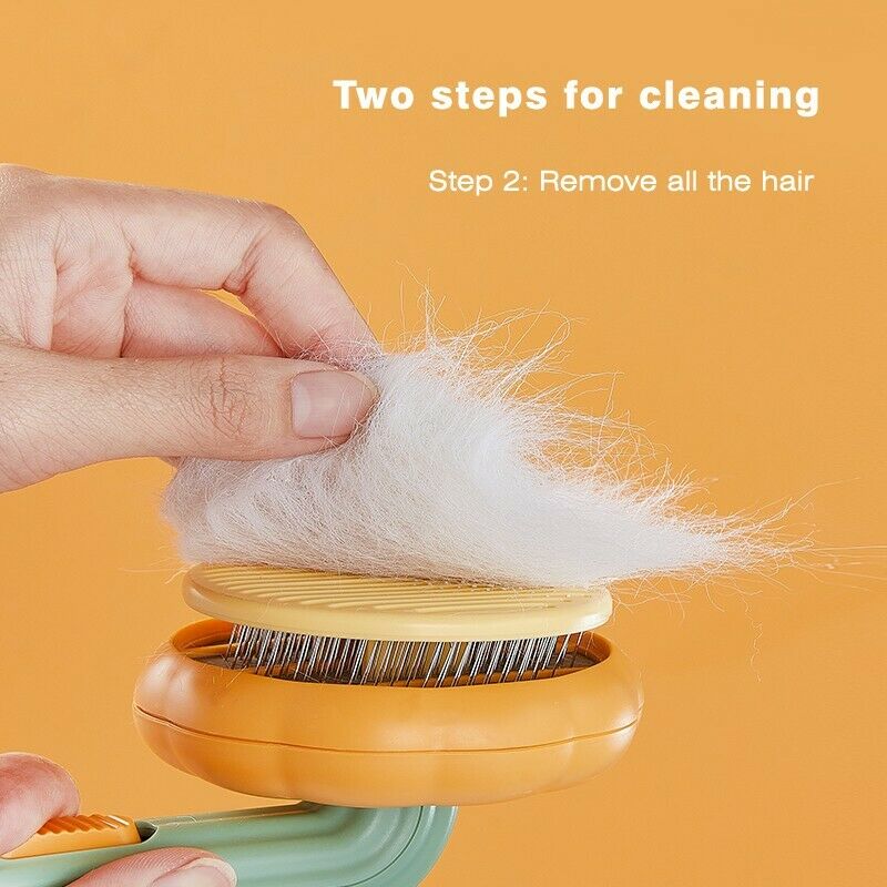 Pumpkin Design Self Cleaning Slicker Grooming Pet Brush