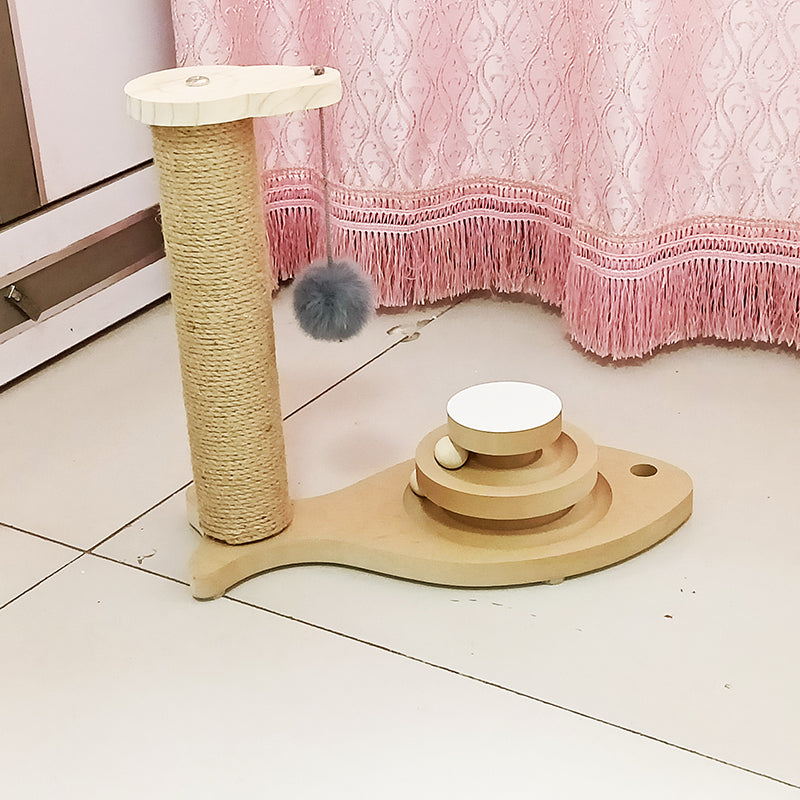 Solid Wood Interactive Pet Turntable And Chew Toy