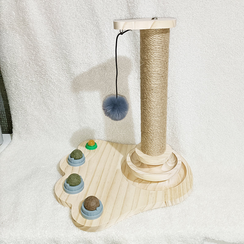 Solid Wood Interactive Pet Turntable And Chew Toy