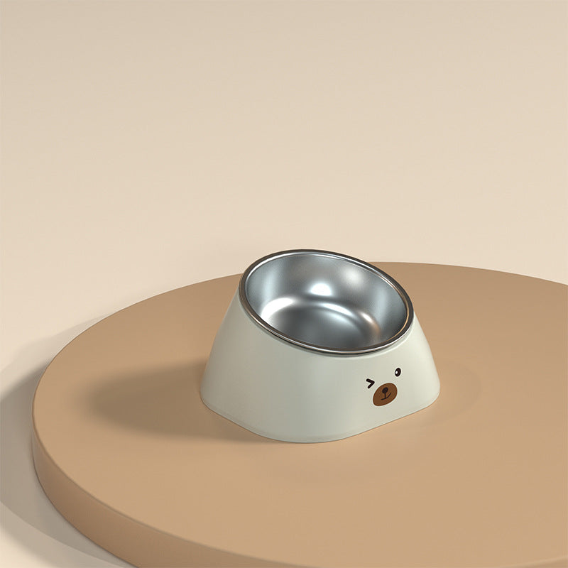 Tilted Stainless Steel Pet Feeding Bowl Ergonomic Design