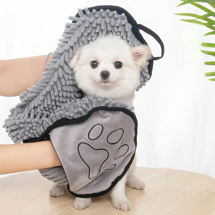 Pet Super Absorbent Microfiber Quick Dry Bath Towel With Hand Pockets