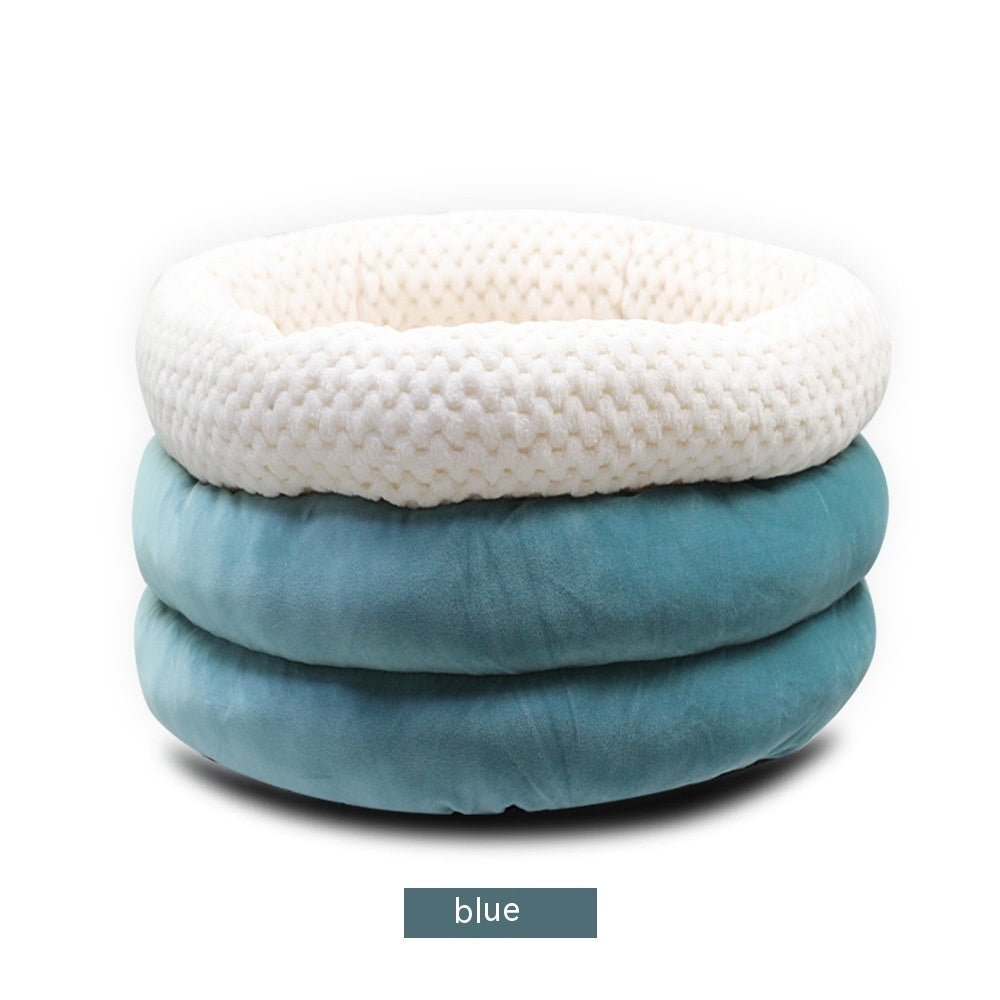 Semi-Closed Round Velvet Deep Sleep Cozy Pet Bed