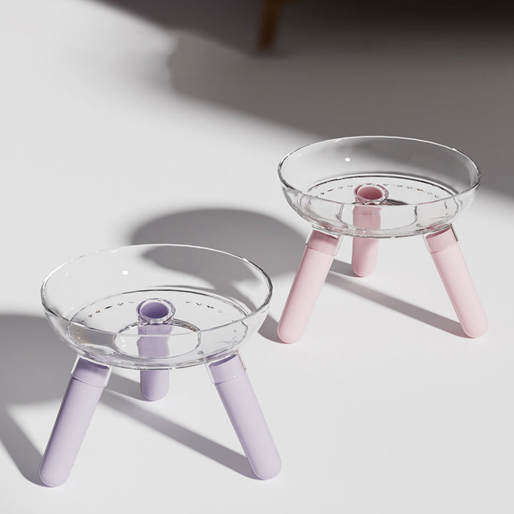 Anti Knock Transparent Glass Feeding Water Bowl Pet Dish