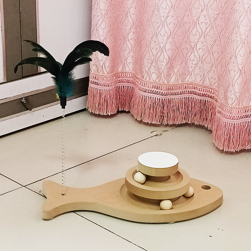Solid Wood Interactive Pet Turntable And Chew Toy