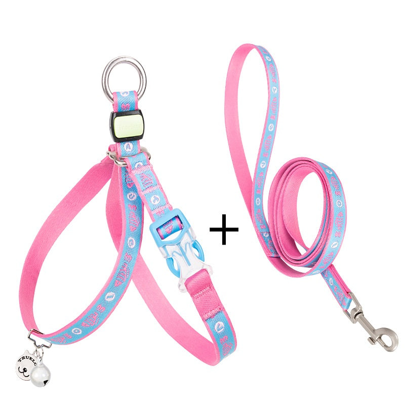 Bell Chest Strap Pet Harness Vest Leash Set