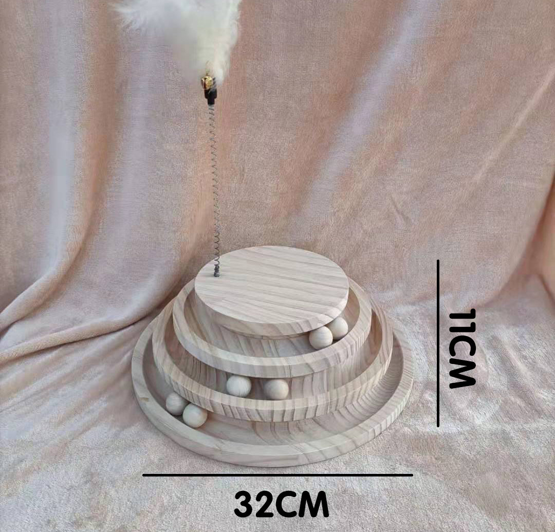 Solid Wood Interactive Pet Turntable And Chew Toy