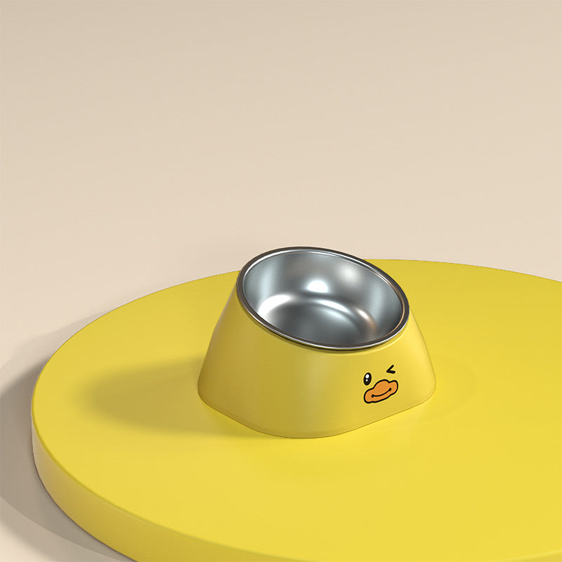 Tilted Stainless Steel Pet Feeding Bowl Ergonomic Design