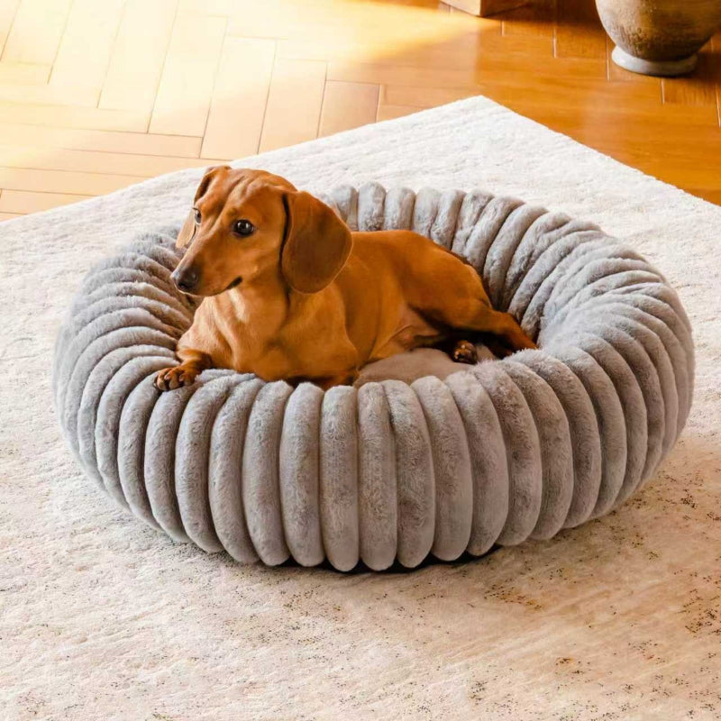 Pet High Gram Plush Round Winter Warm Bed Mat