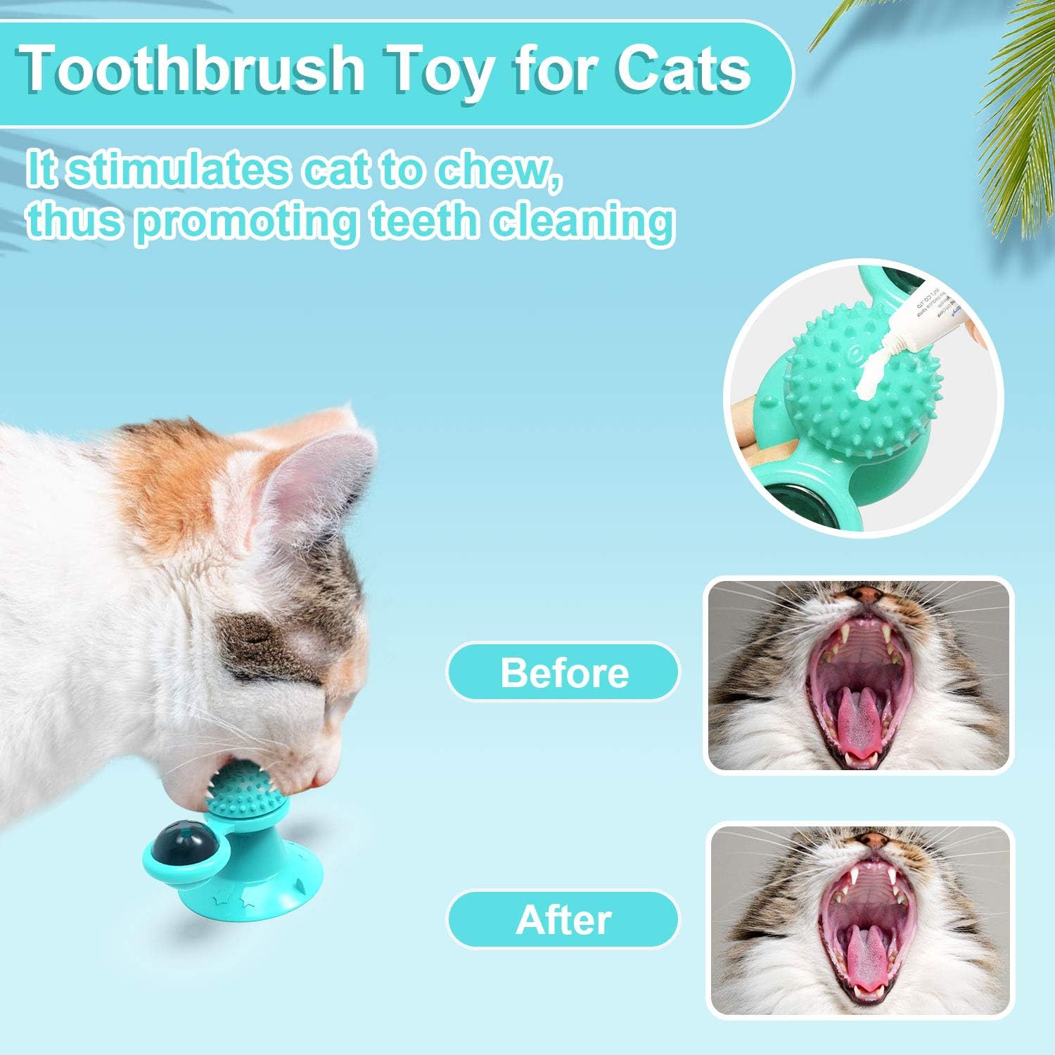 Interactive Pet Catnip Windmill Toy With LED Ball