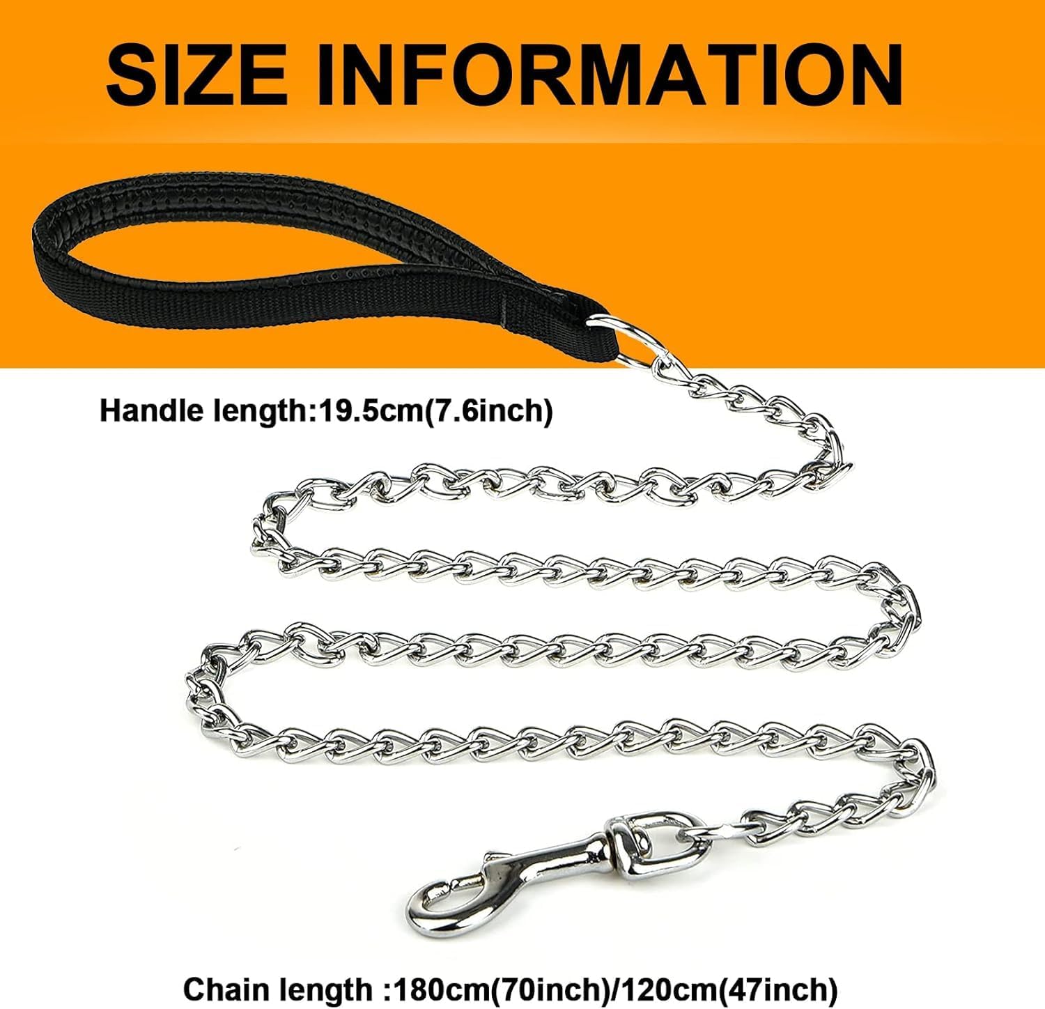 Heavy Duty Metal Chew Proof Chain Pet Leash Padded Handle