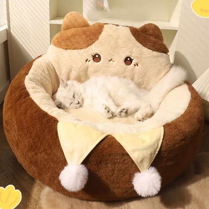 Round Soft Pet Sofa Bed Warm Sleeping Cushion