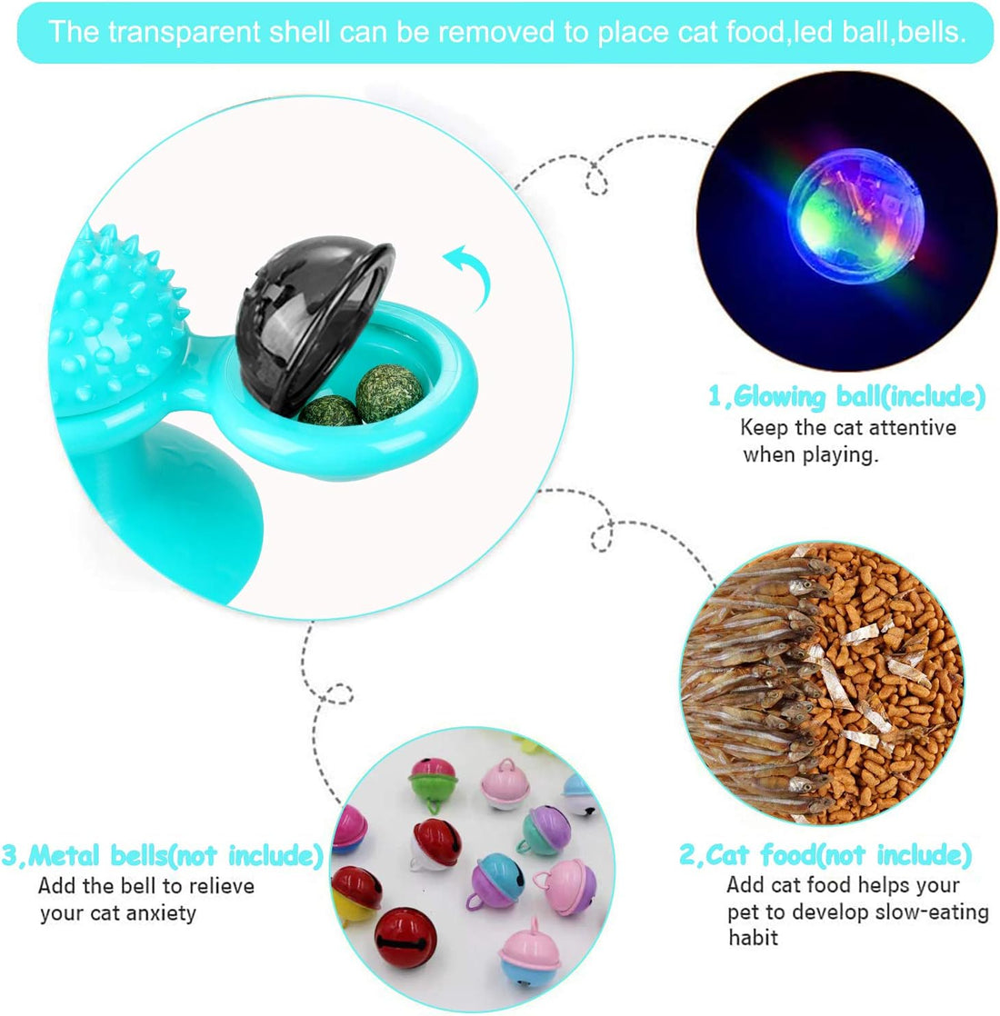 Interactive Pet Catnip Windmill Toy With LED Ball