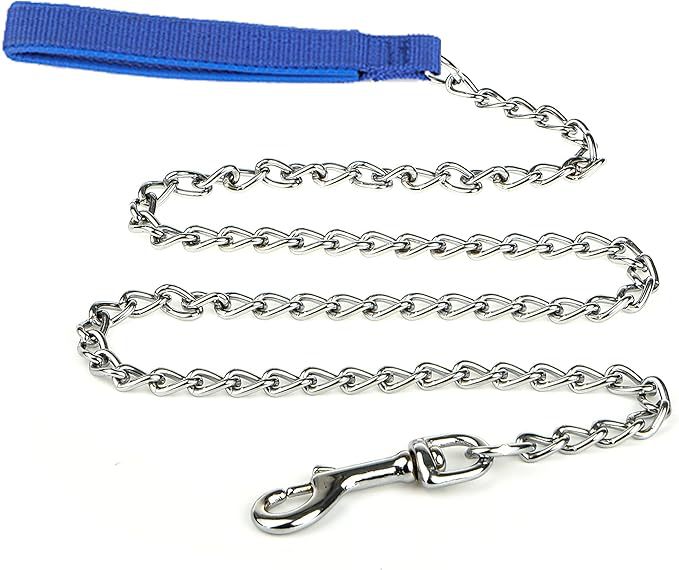 Heavy Duty Metal Chew Proof Chain Pet Leash Padded Handle
