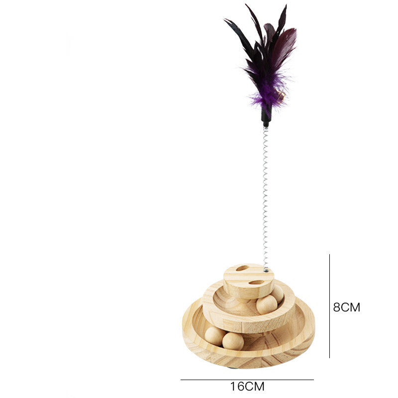 Solid Wood Interactive Pet Turntable And Chew Toy