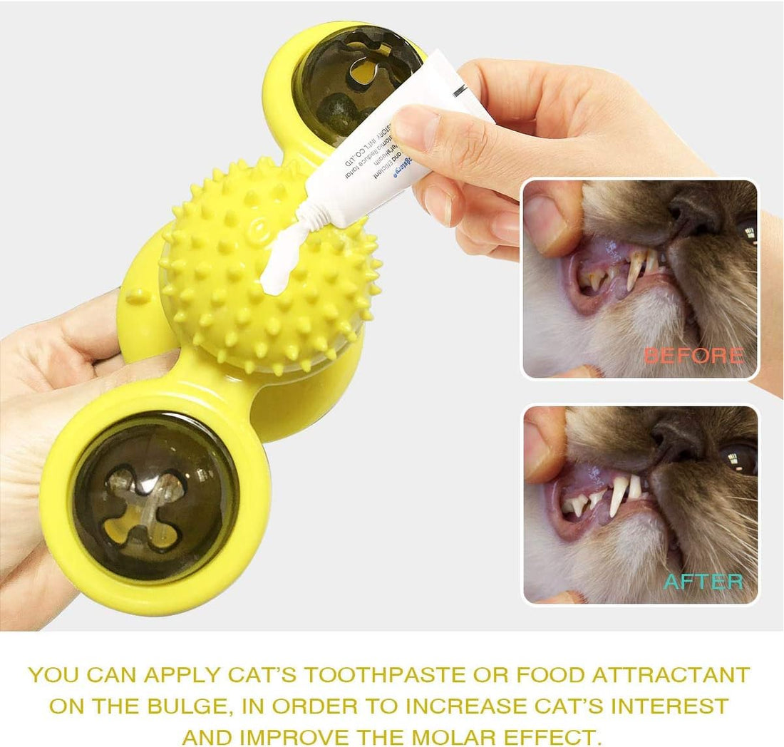 Interactive Pet Catnip Windmill Toy With LED Ball