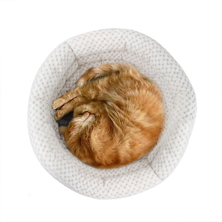 Semi-Closed Round Velvet Deep Sleep Cozy Pet Bed
