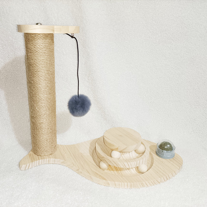 Solid Wood Interactive Pet Turntable And Chew Toy