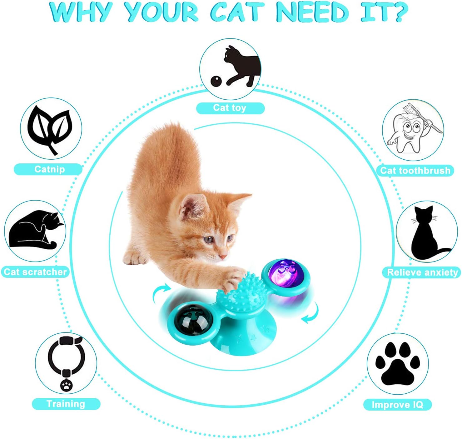 Interactive Pet Catnip Windmill Toy With LED Ball