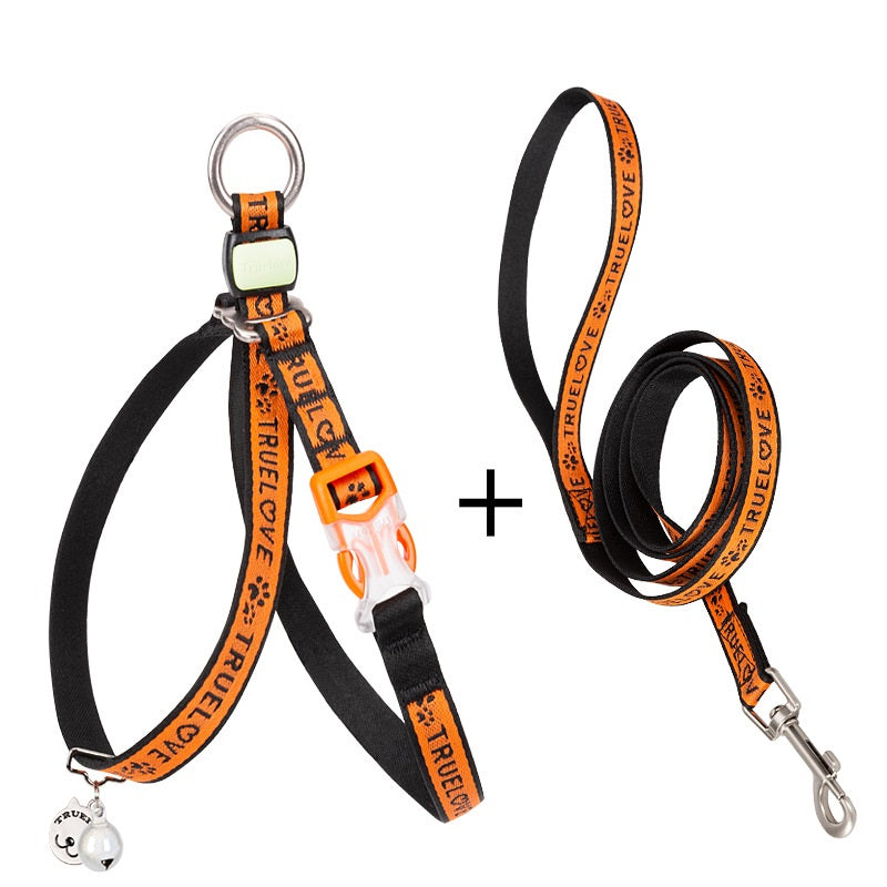 Bell Chest Strap Pet Harness Vest Leash Set