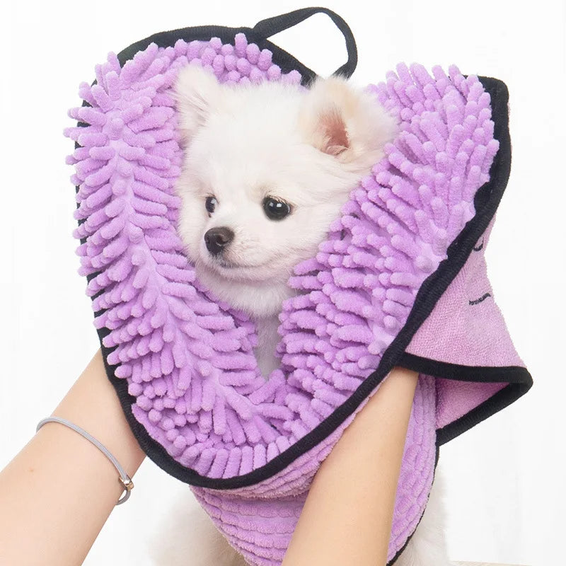 Pet Super Absorbent Microfiber Quick Dry Bath Towel With Hand Pockets
