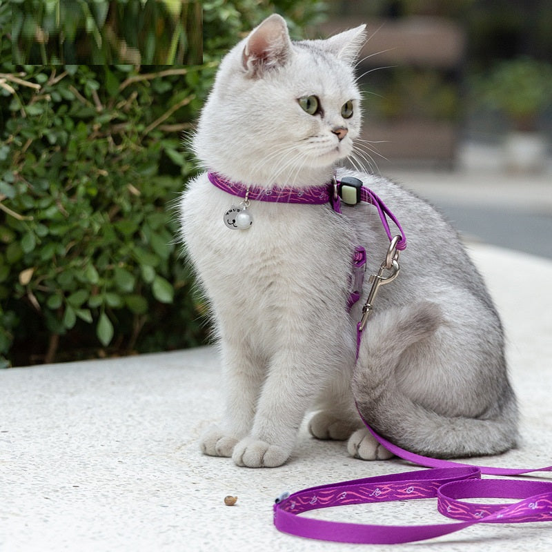 Bell Chest Strap Pet Harness Vest Leash Set