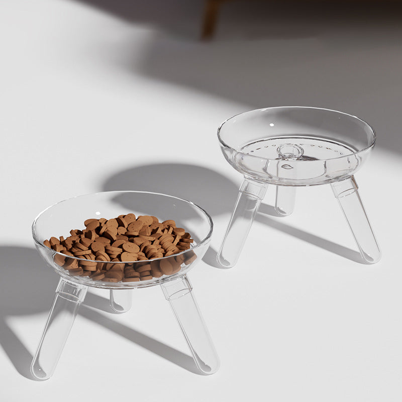 Anti Knock Transparent Glass Feeding Water Bowl Pet Dish