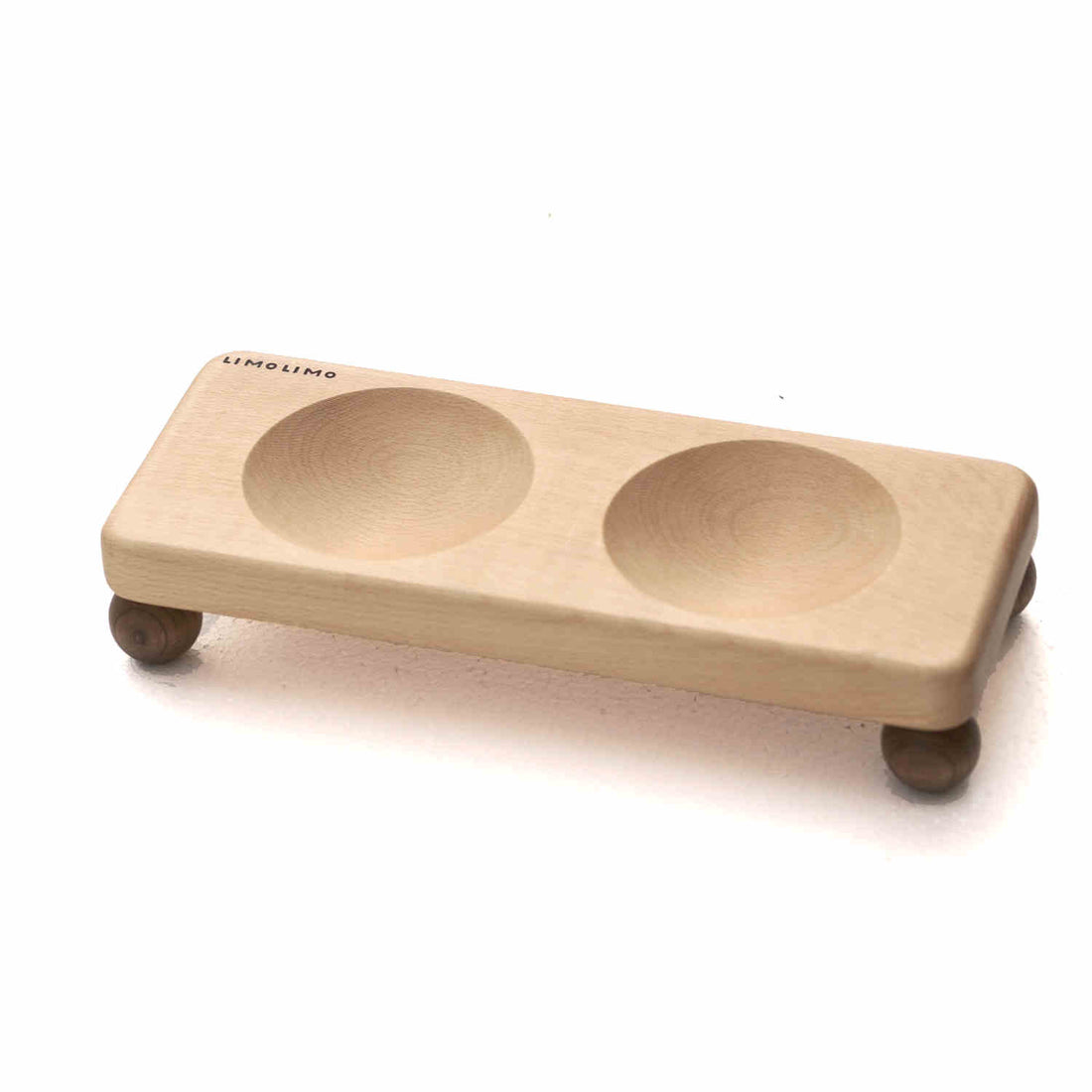 Solid Wood Stand Ceramic Pet Feeding Bowl
