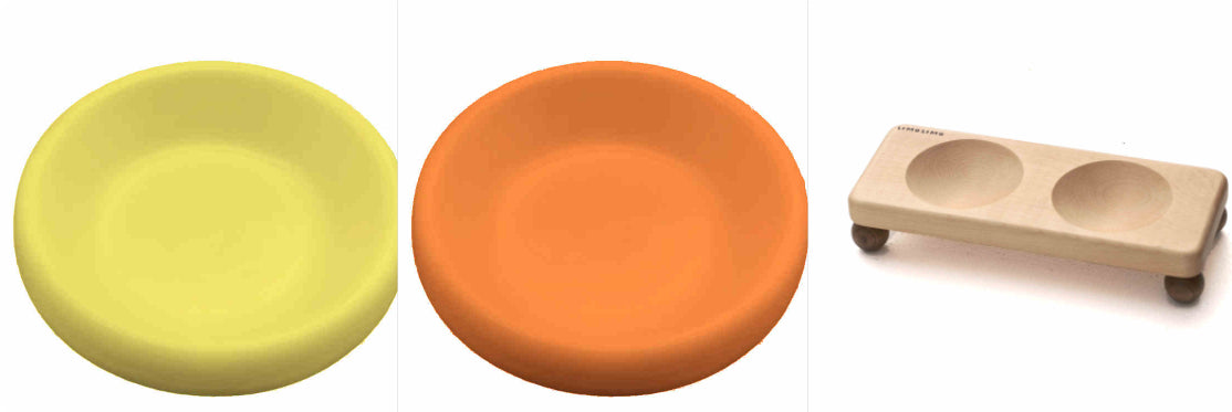 Solid Wood Stand Ceramic Pet Feeding Bowl