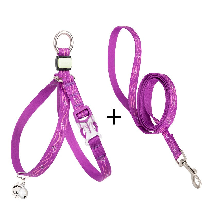 Bell Chest Strap Pet Harness Vest Leash Set