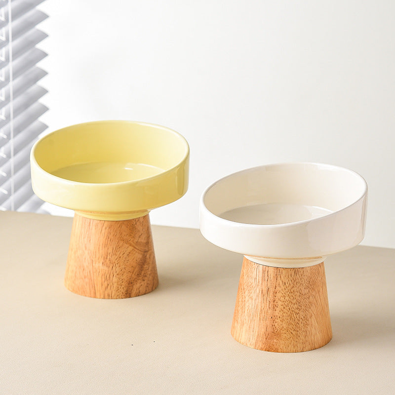 Elevated Ceramic Feeding Water Bowl Pet Dining Dish