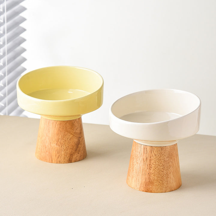 Elevated Ceramic Feeding Water Bowl Pet Dining Dish