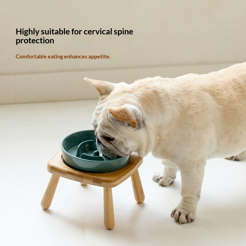 Ceramic Slow Feeding Anti Choking Tip Proof Pet Bowl