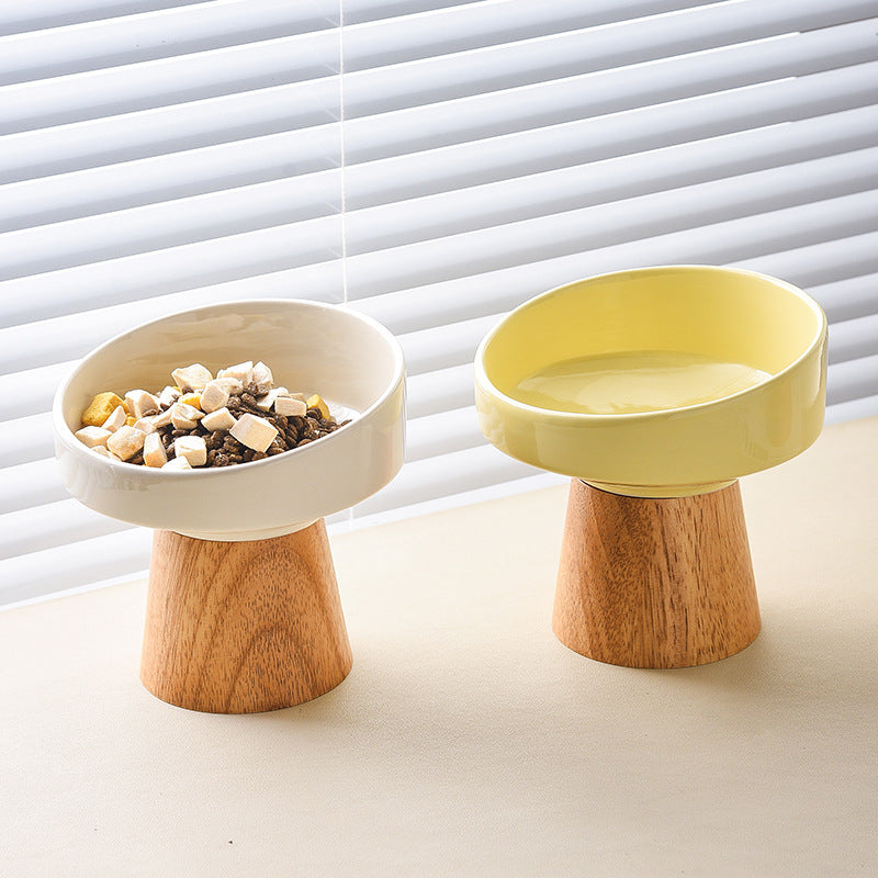 Elevated Ceramic Feeding Water Bowl Pet Dining Dish