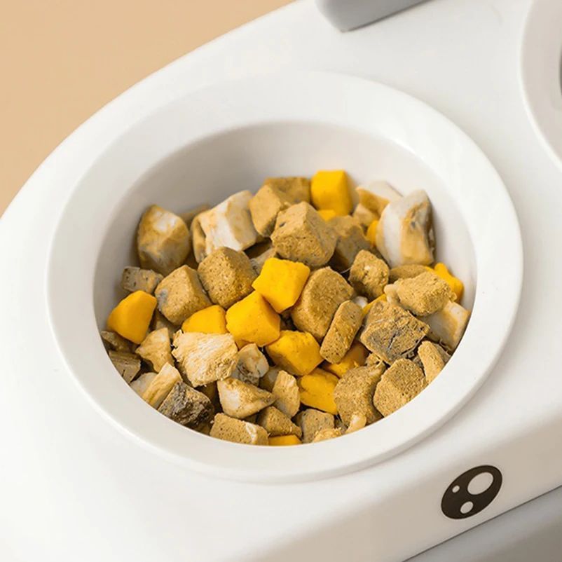 Duck Design Double Bowl Plastic Feeding Tray Pet Dish