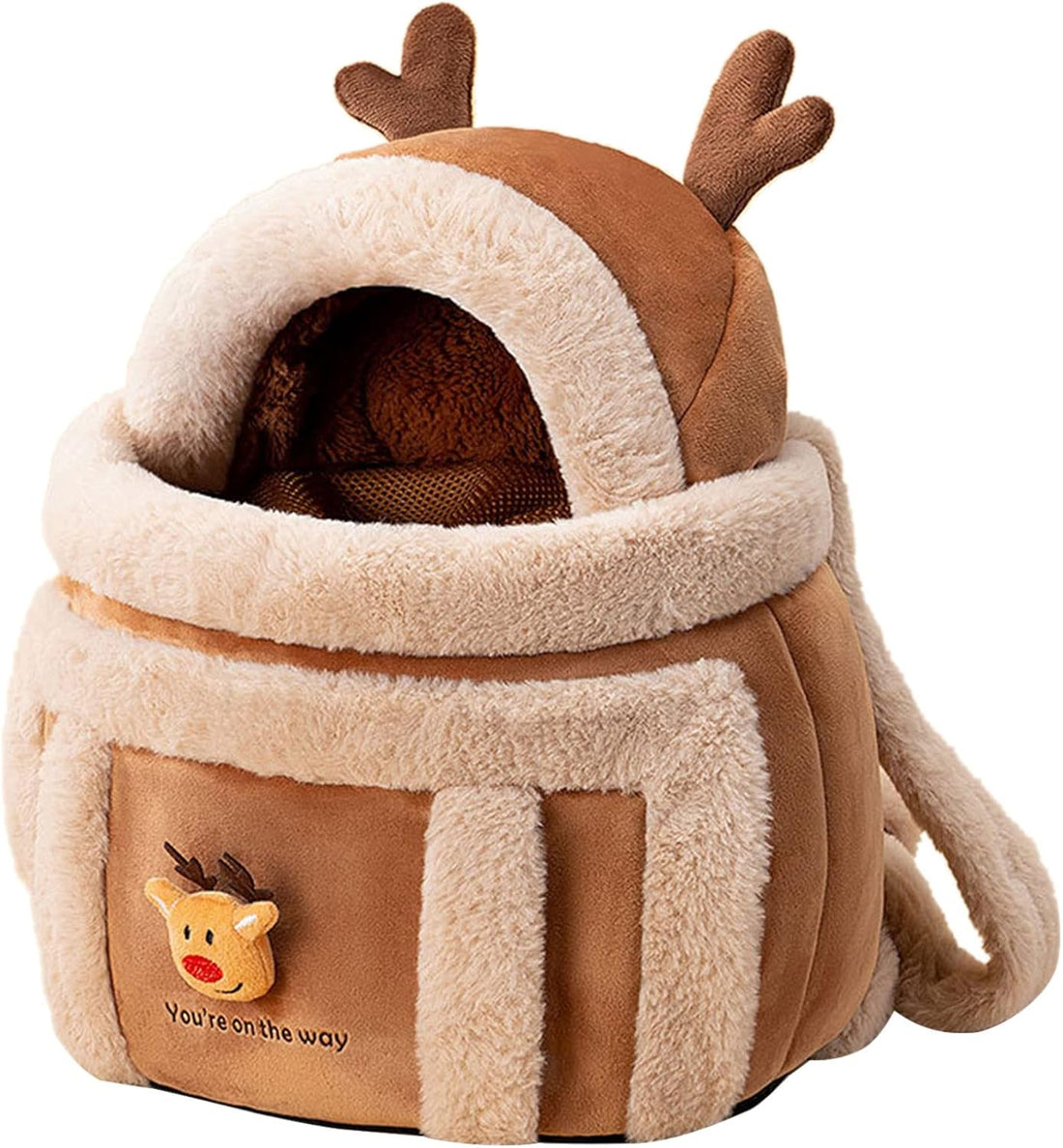 Plush Winter Pet Carrier Backpack Travel Bag With Hand Warmers