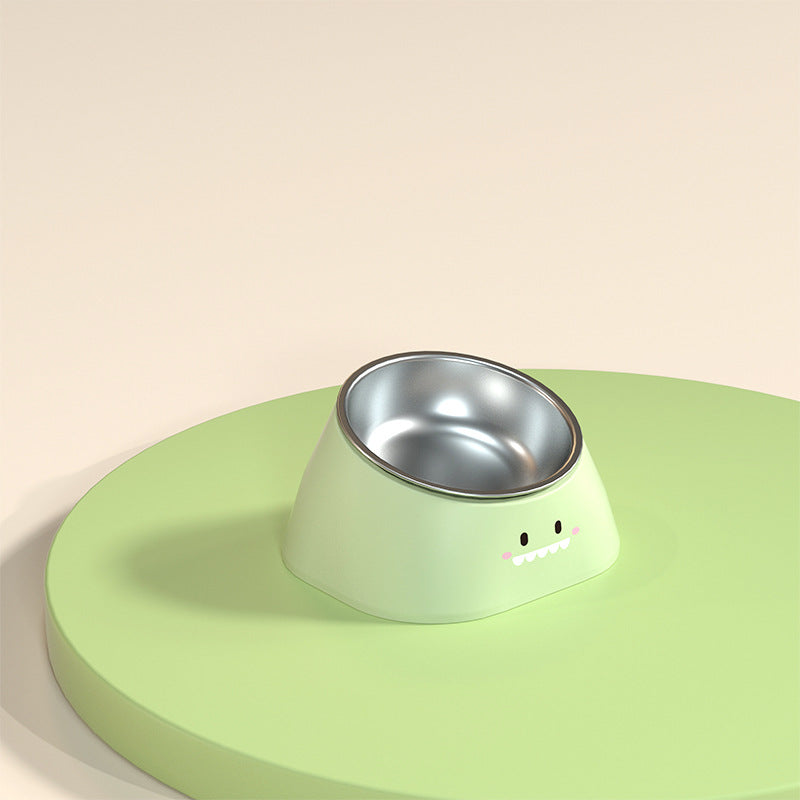 Tilted Stainless Steel Pet Feeding Bowl Ergonomic Design