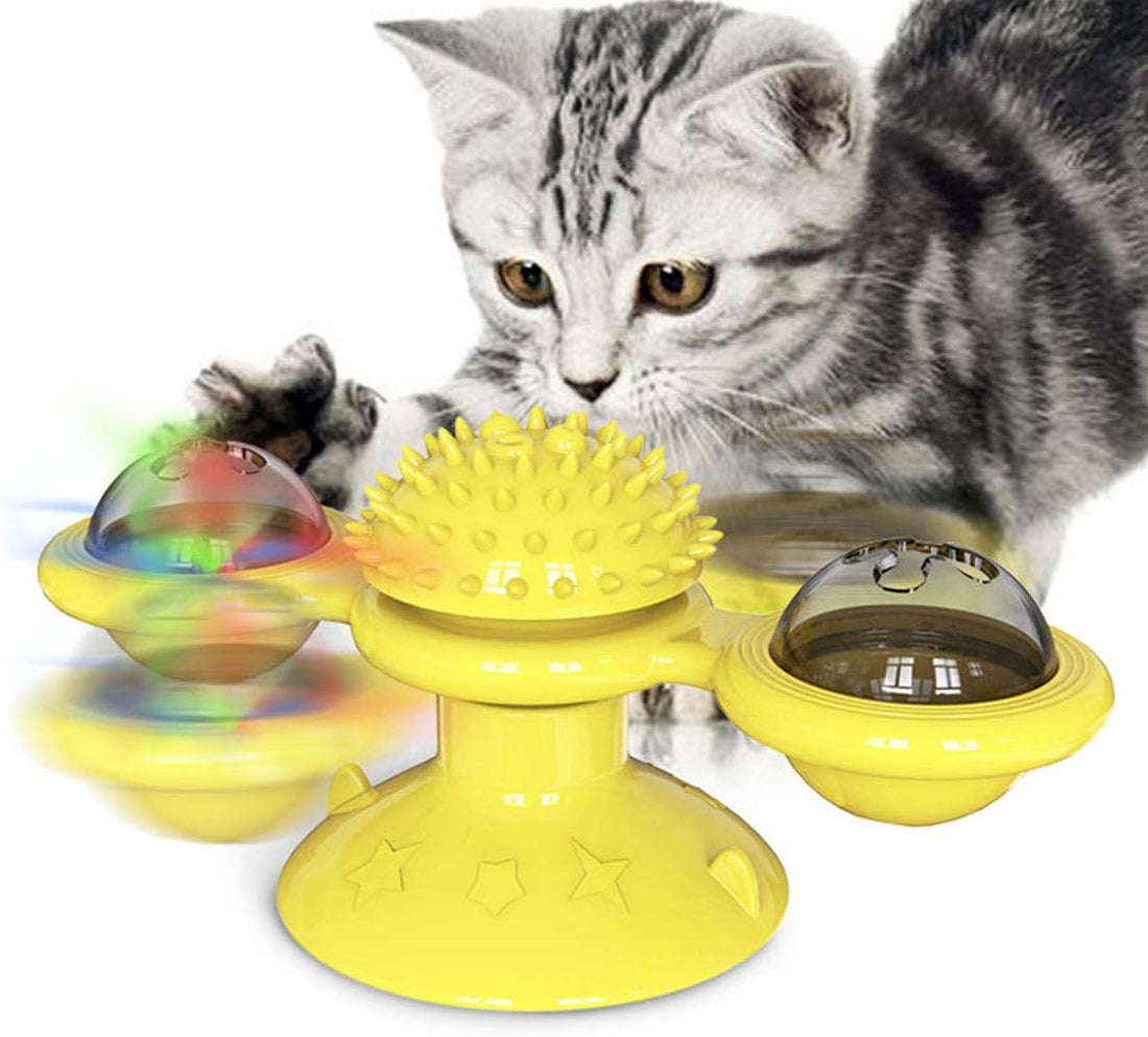 Interactive Pet Catnip Windmill Toy With LED Ball