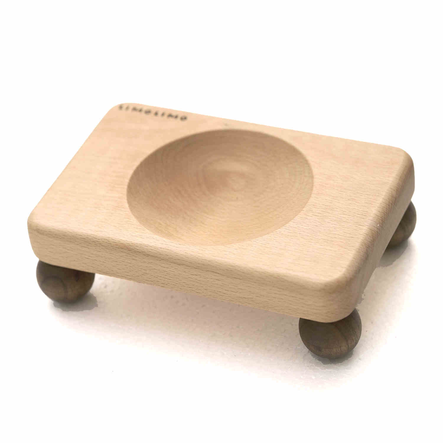 Solid Wood Stand Ceramic Pet Feeding Bowl