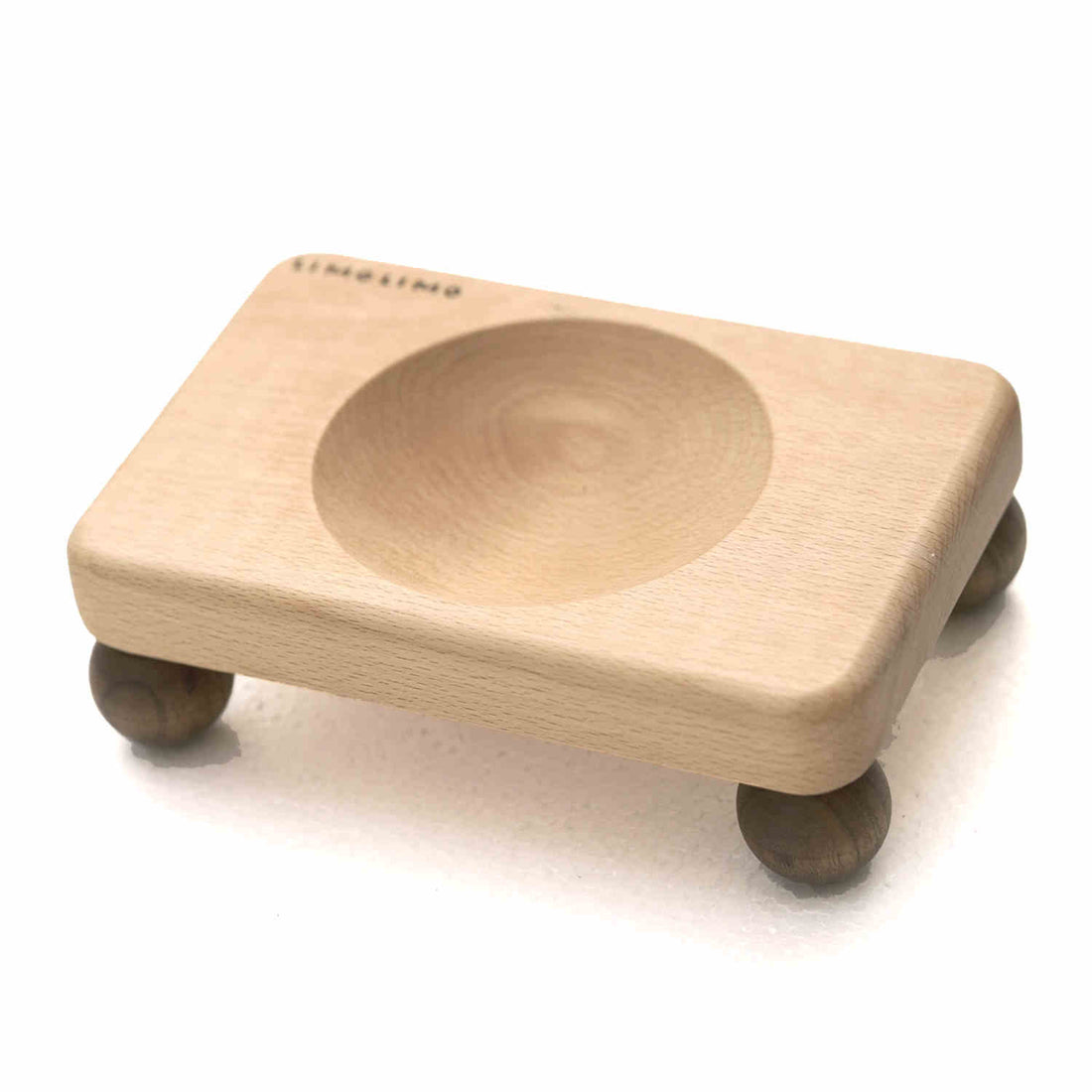 Solid Wood Stand Ceramic Pet Feeding Bowl