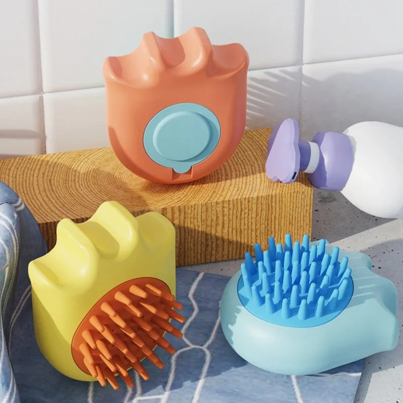 Pet Bath Massage Comb Shampoo Dispensing Cleaning Brush