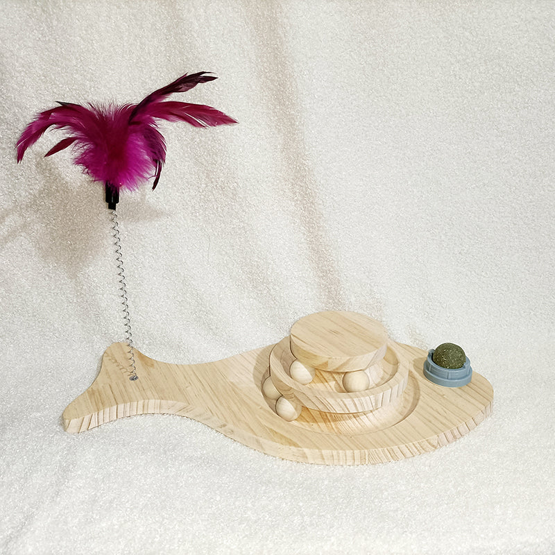 Solid Wood Interactive Pet Turntable And Chew Toy